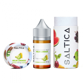 Saltica Melon Lemonade Salt Likit şişe ve kutu seti, meyveli aroma.